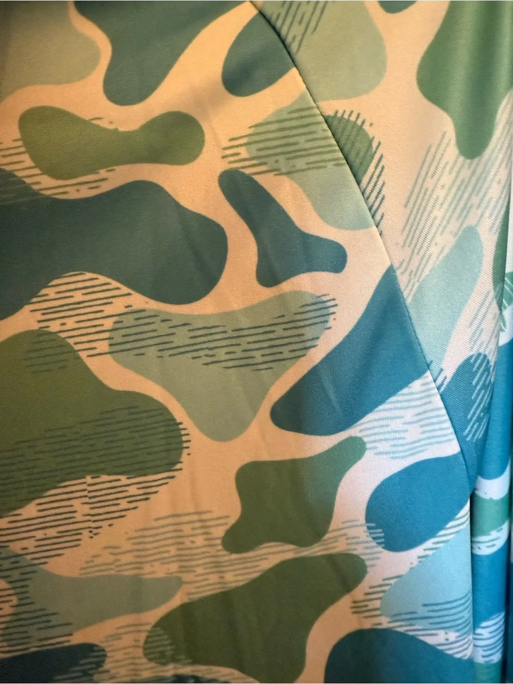 Southern Fin Lightweight Hooded Fishing Shirt Teal & White Abstract Print medium